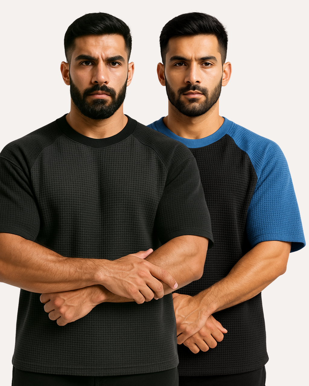 Pack of 2 Oversized Raglan Waffle Knit T-Shirts