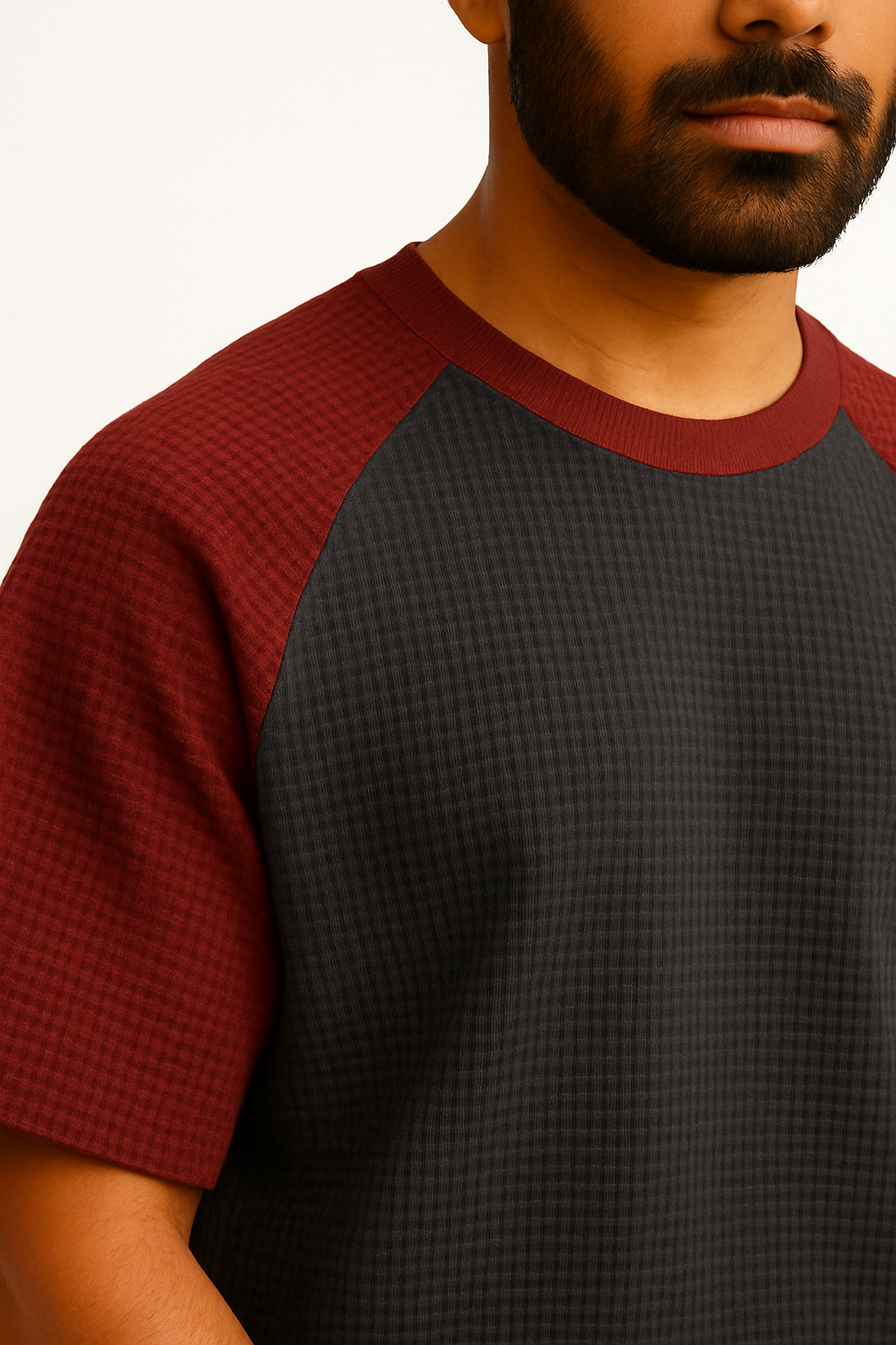 Oversized Waffle Knit Raglan T-Shirt