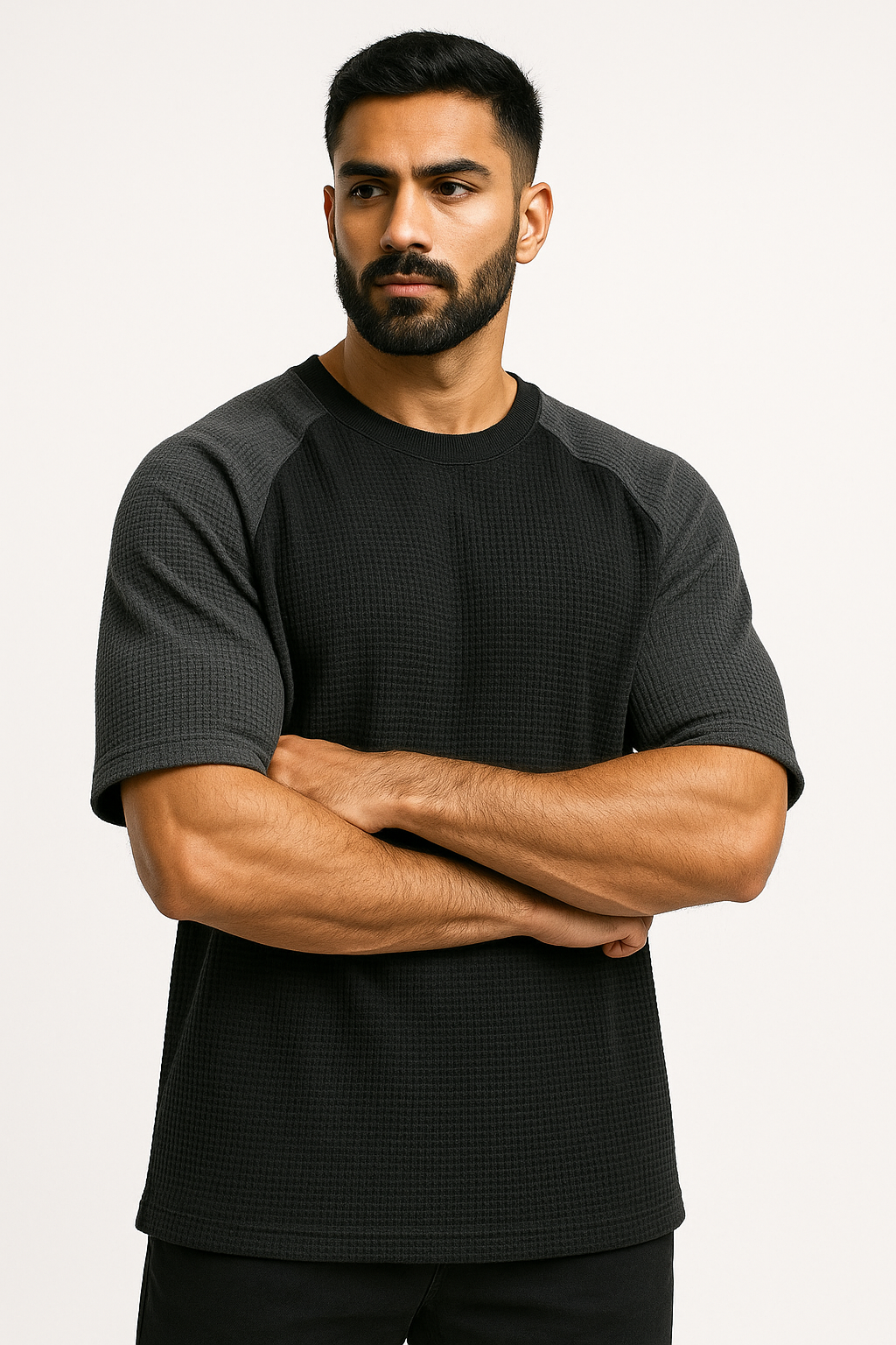 Pack of 2 Oversized Raglan Waffle Knit T-Shirts