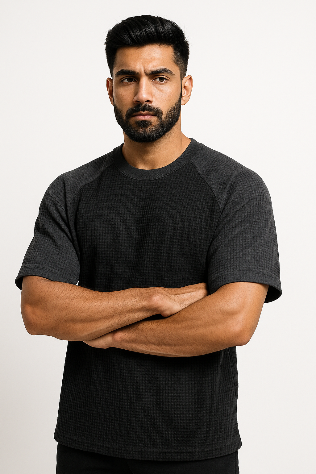 Oversized Waffle Knit Raglan T-Shirt