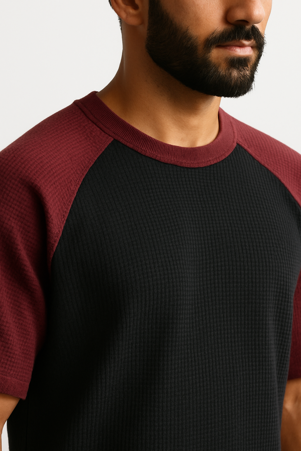 Pack of 2 Oversized Raglan Waffle Knit T-Shirts