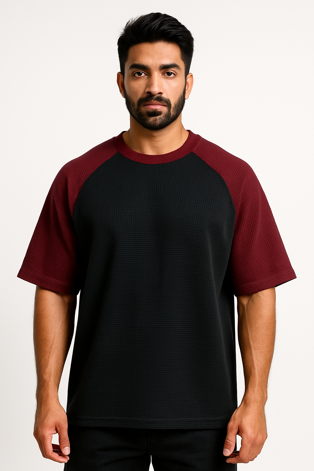 Pack of 2 Oversized Raglan Waffle Knit T-Shirts