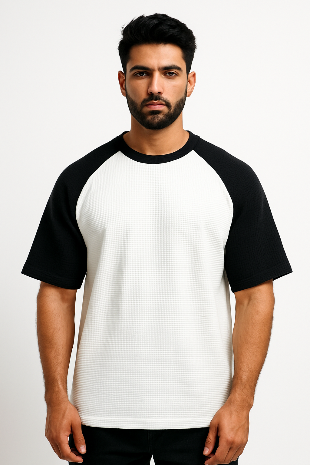 Pack of 2 Oversized Raglan Waffle Knit T-Shirts