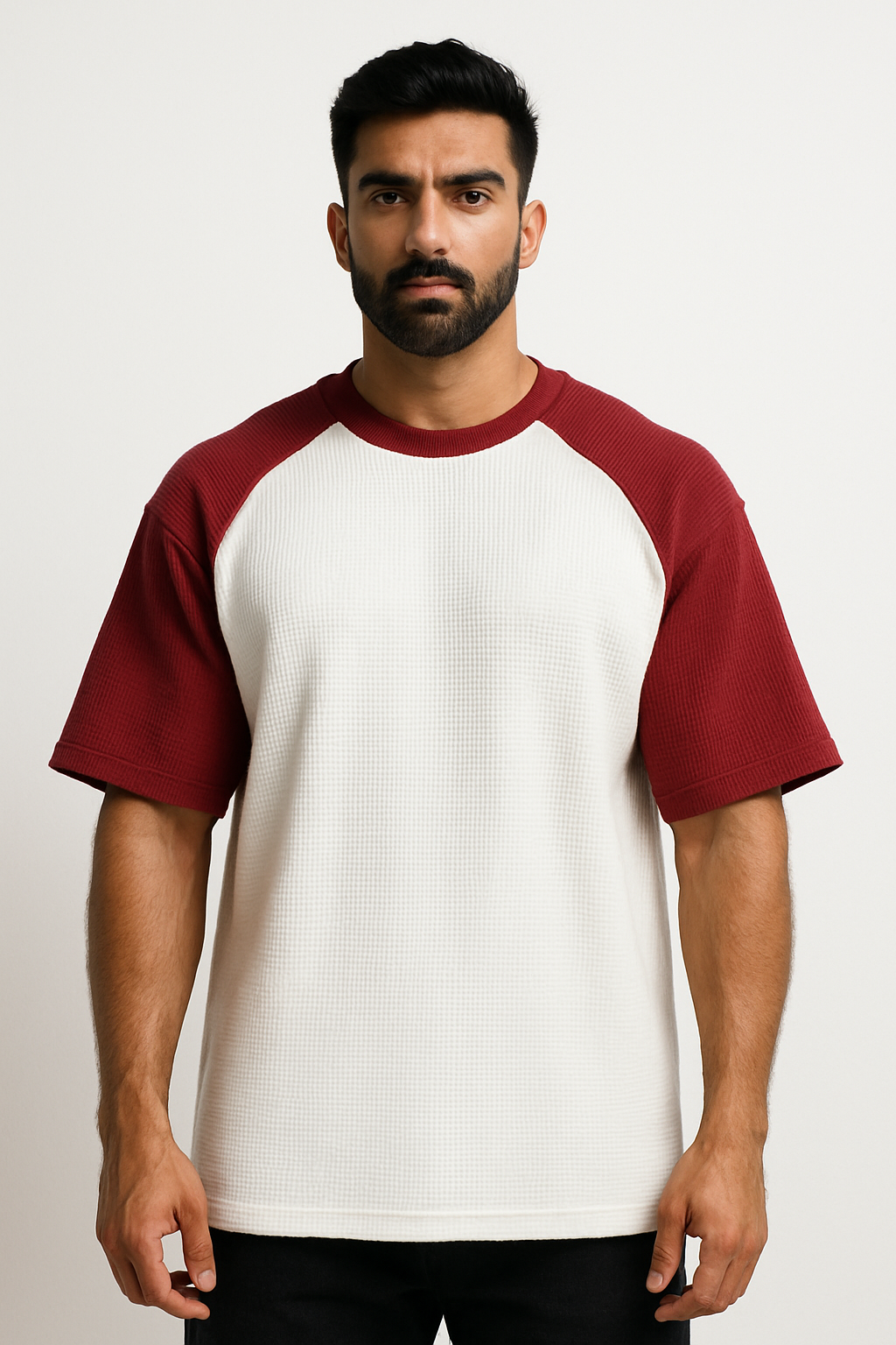 Pack of 2 Oversized Raglan Waffle Knit T-Shirts