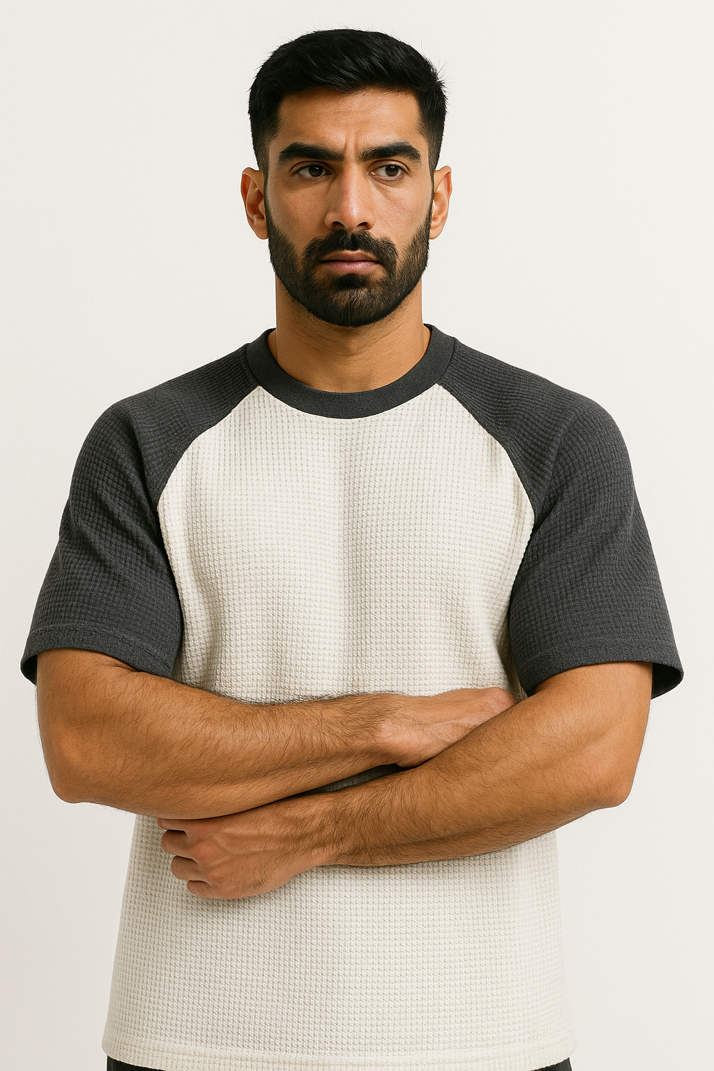 Oversized Waffle Knit Raglan T-Shirt