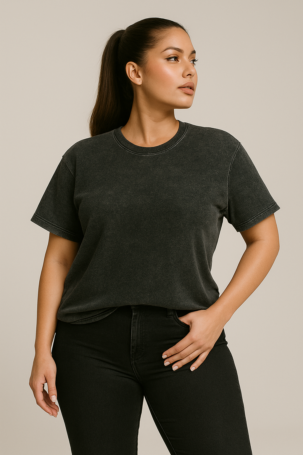 Acid Wash Oversized Tee for Women