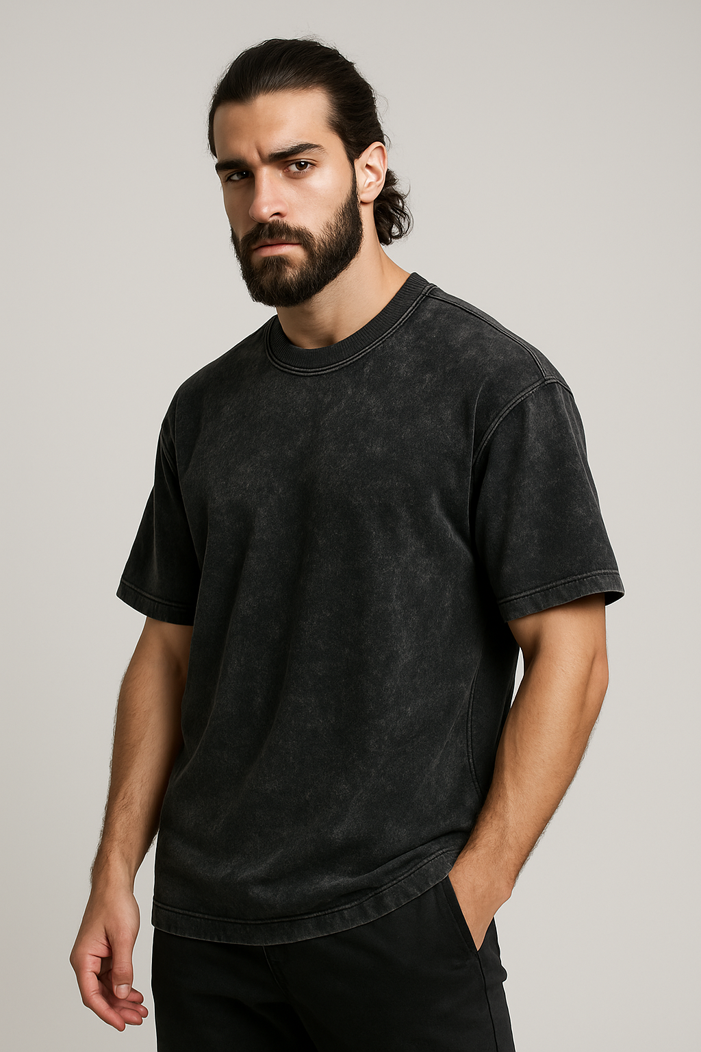 Acid Wash Oversized Tee for Men