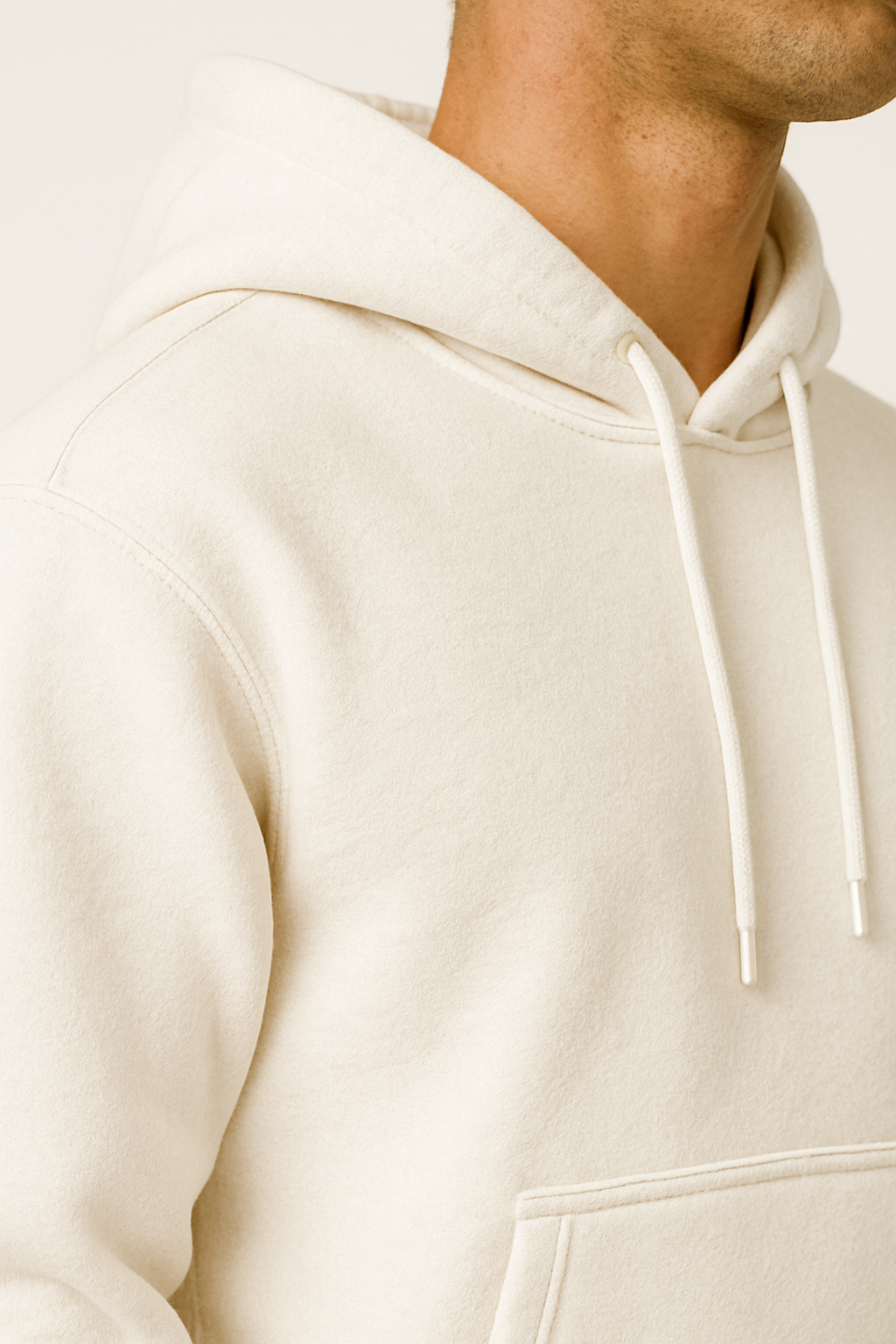 White Basic Hoodie for Men – Drop Shoulder