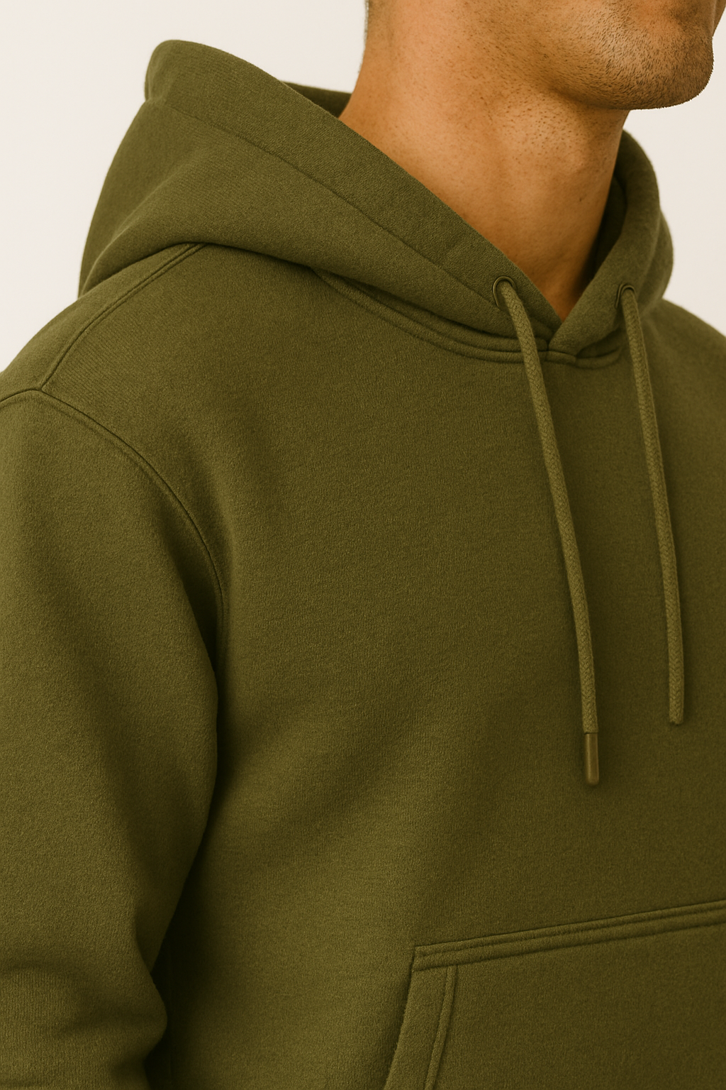 Army Green Basic Hoodie for Men – Drop Shoulder