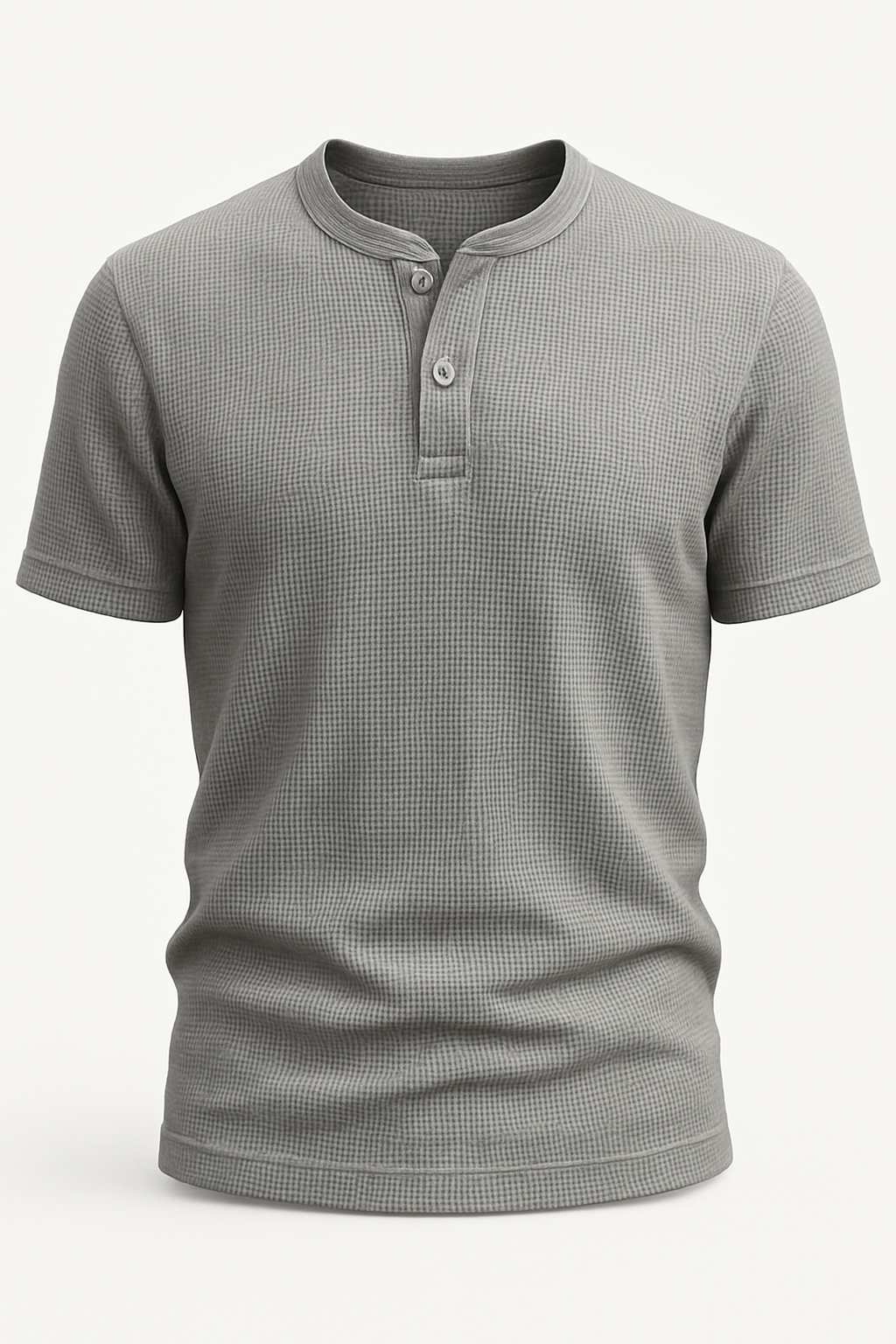 Gray Waffle Knit Henley T-Shirt